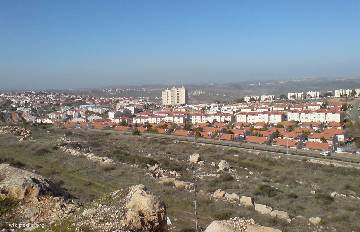 The illegal settlement of Ariel, one out of the four largest settlements in the West Bank